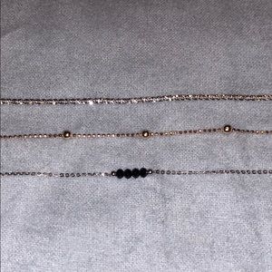 Set of 3 Sterling Silver Dainty Bracelets